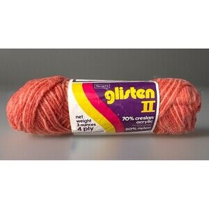 Glisten II Acrylic Nylon Yarn Lot - 7 Skeins - 4 Ply Yarn Shrimp Coral